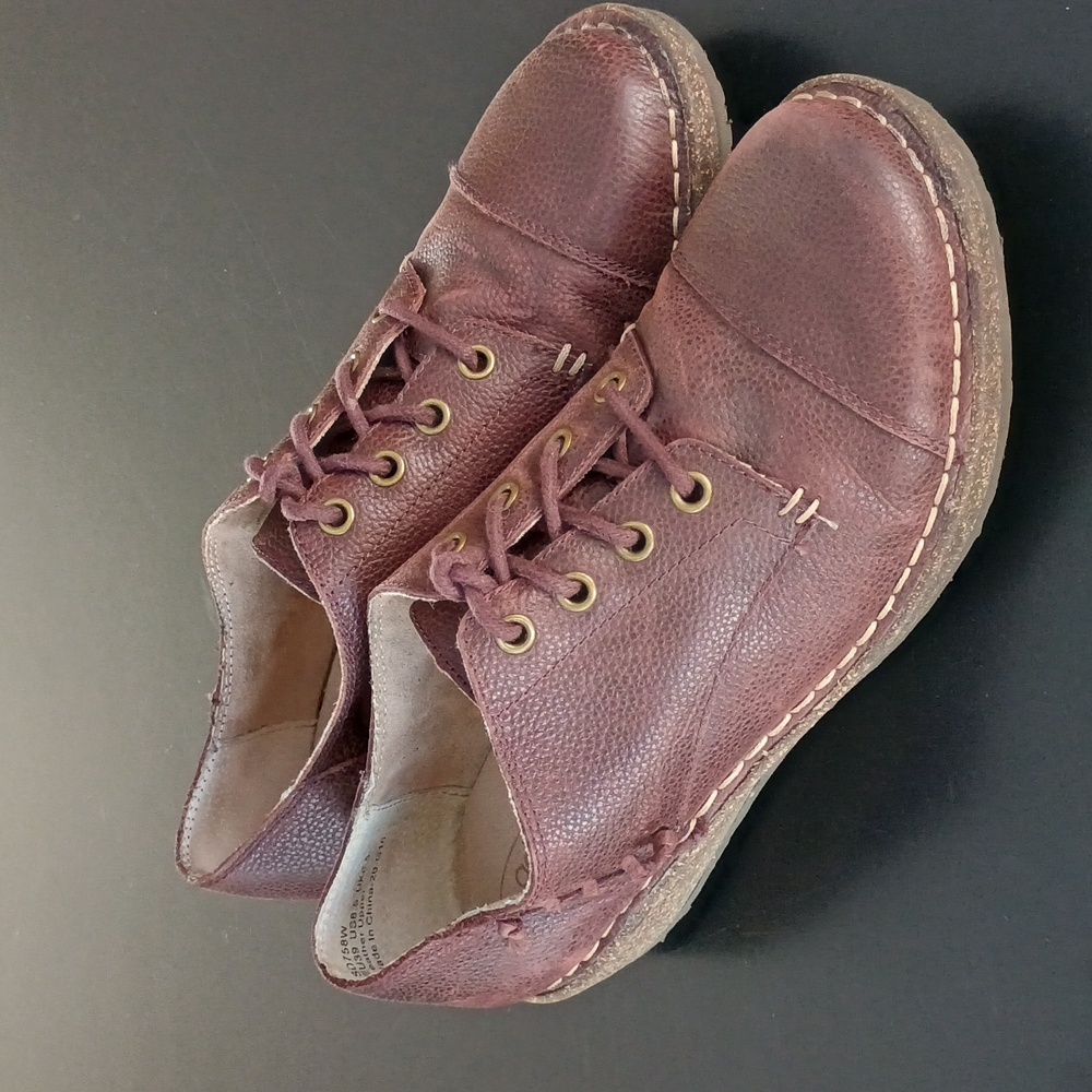 Aetrex cork sole lace up leather shoes size 8.5 brown/burgundy